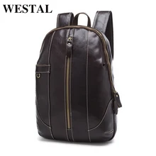 WESTAL Genuine Leather Backpacks Men Shoulder Bag Men Bag Leather Laptop Bag 15 inch Men’s Luggage Travel Bags School Backpack