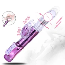 Powerful Rabbit Vibrator Telesopic Rotation Vibrating Vaginal Clitoris Stimulation Jelly Dildos Masturbator Sex Toys for Women