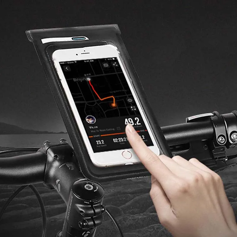 Touch Screen Waterproof Bicycle Phone Bag Case Cycling Bike Frame Handlebar Phone Holder Pouch Cover for 4-6 inch Mobile Phone (9)