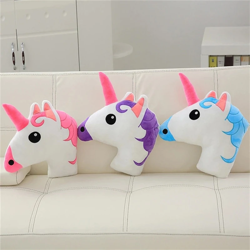 Adorable Plush Stuffed Unicorn Head Pillow 3D Lifelike