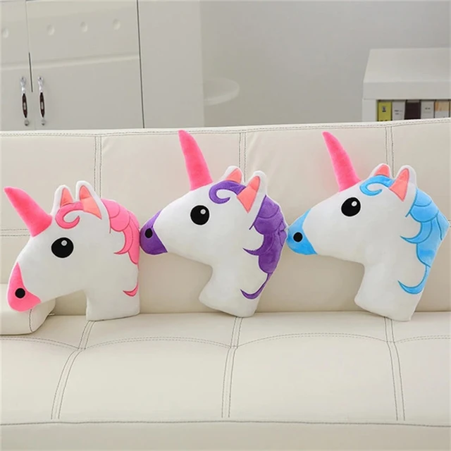 Adorable Plush Stuffed Unicorn Head Pillow 3D Lifelike