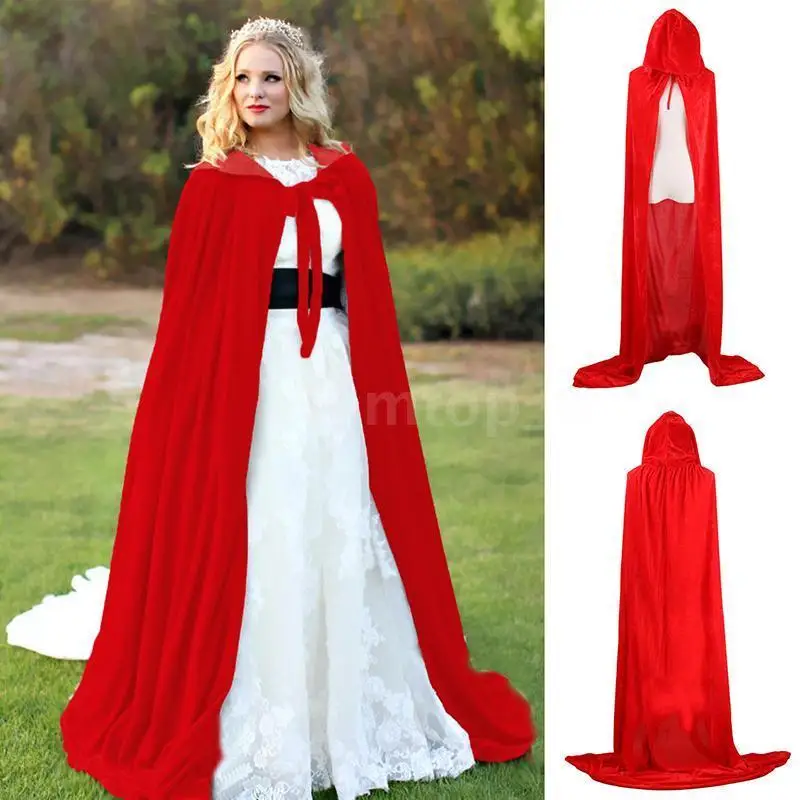Костюм на Хэллоуин для взрослых и детей; бархатная накидка с капюшоном в виде ведьмы вампира; G3G6 - Цвет: Красный