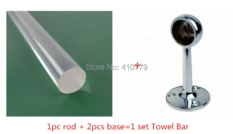 Single towel bars half pass plastic acrylic clear rod zinc-alloy chrome