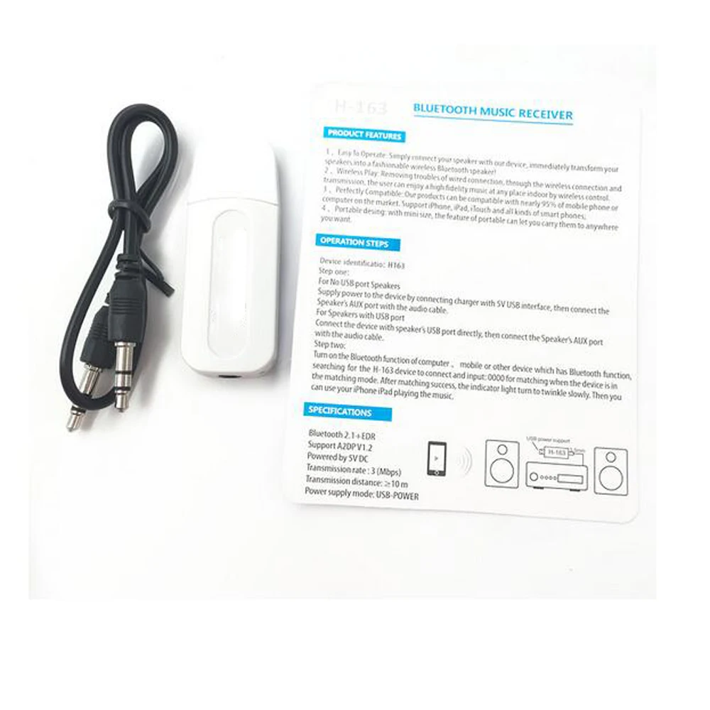 - 50pcs USB Bluetooth AUX Wireless Car Audio Receiver A2DP Music Adapter For AndroidIOS Smart Mobile Phone 35mm Jack