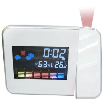 

1Pc Digital LCD Alarm Clock Projector Desk Temperature Thermometer Humidity Hygrometer Weather Station Night Light Projector