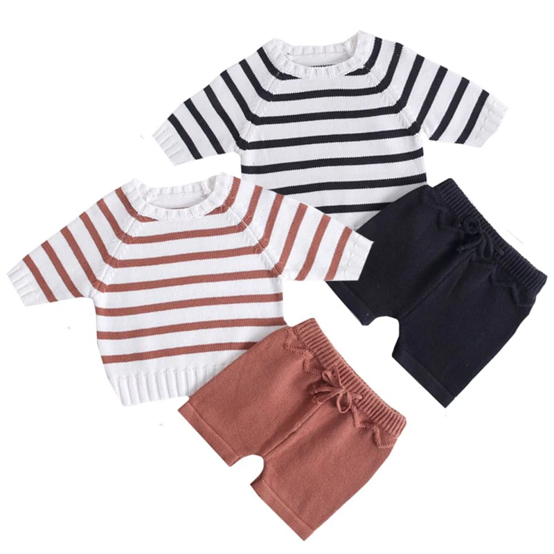 

Winter Baby Girl Clothes Set Knitted Boys Set Sweaters+Shorts 2pcs Kids Clothing Girls Cotton Knitted Suits 2019 Fall New