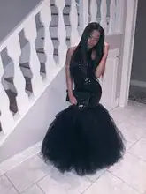 New Arrival African Long Mermaid Prom Dress 2017 Sexy Sequined Backless Black Prom Dresses Formal Evening Party Gowns