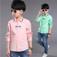 Fashion Autumn baby boy long sleeve shirt cotton letter kid’s all-match base shirts simple casual children clothes 4-12Y