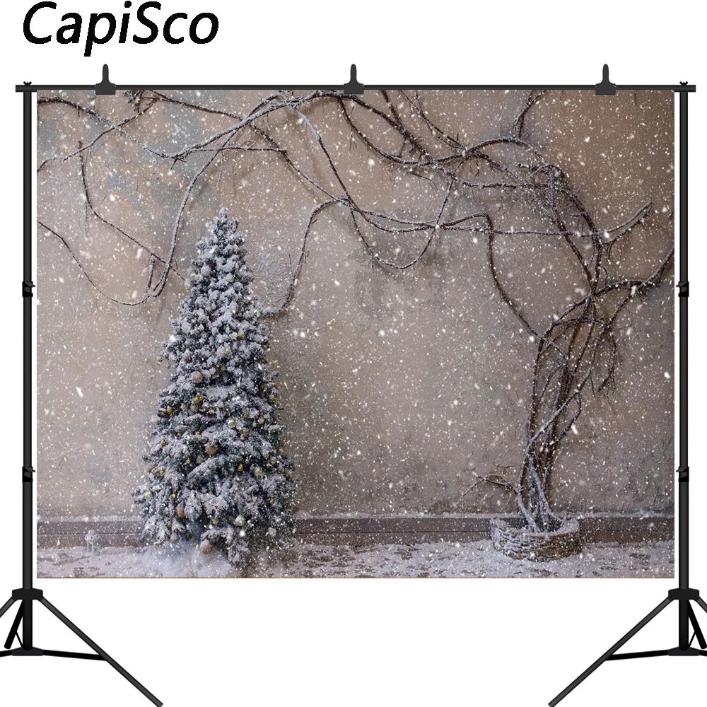 Capisco фотография Фон серая стена Рождественская елка лоза Снежинка уличный