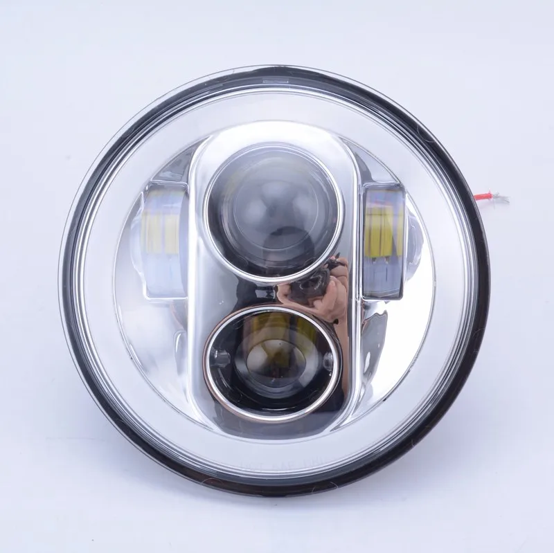 

5.75 Inch Round LED Headlight 5-3/4" Daymaker Projector 40W Hi/Lo Beam with White DRL Halo Ring for Harley Davidson Motorcycle