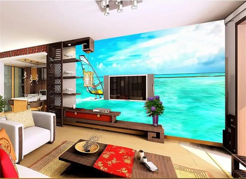 3d Wallpapercustom Room Muralphoto Wallpaperbig Sea Blue Sky
