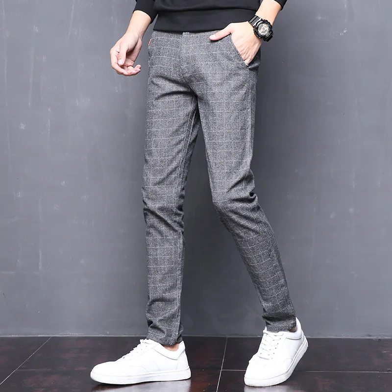 Pants Loose Cotton Full Length Men Pants Casual Pockets plaid Male Trousers Pants Men social Big Size Summer men's pants