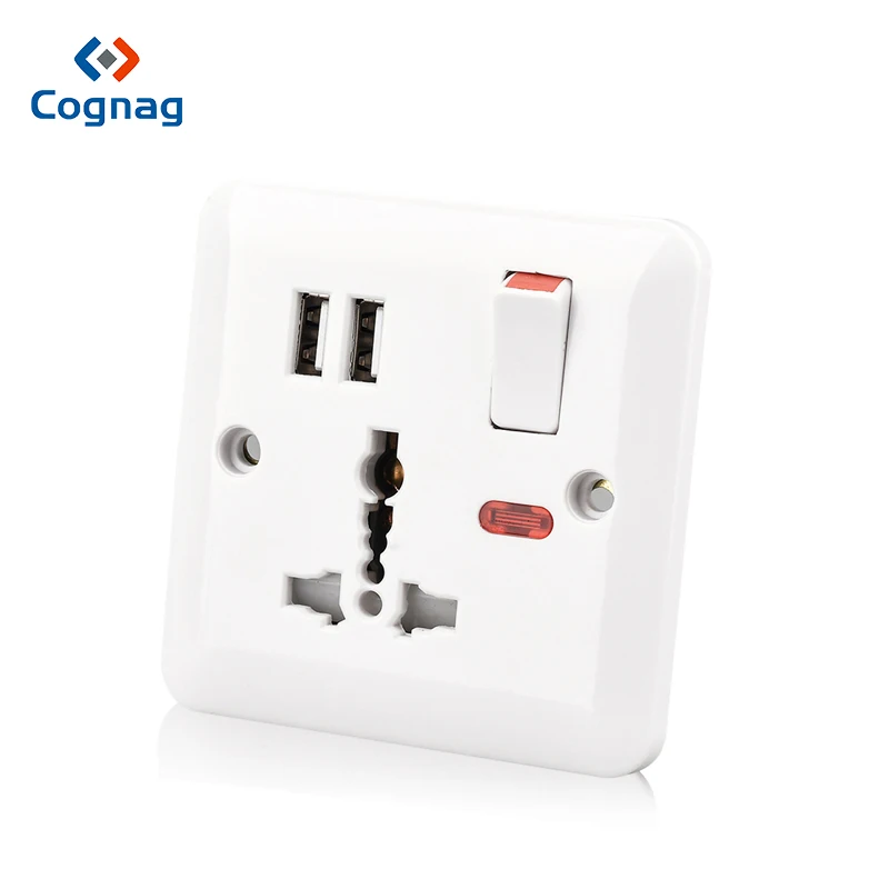 

Cognag EU US UK AU type 13A USB Wall Socket Universal Wall Socket Panel With 2.1*2 USB Port Plug Charger Switch Power Outlet