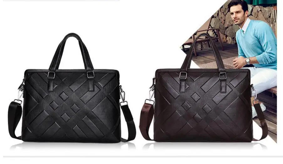 

New leather business briefcase outdoor travel computer bag leather men's handbag