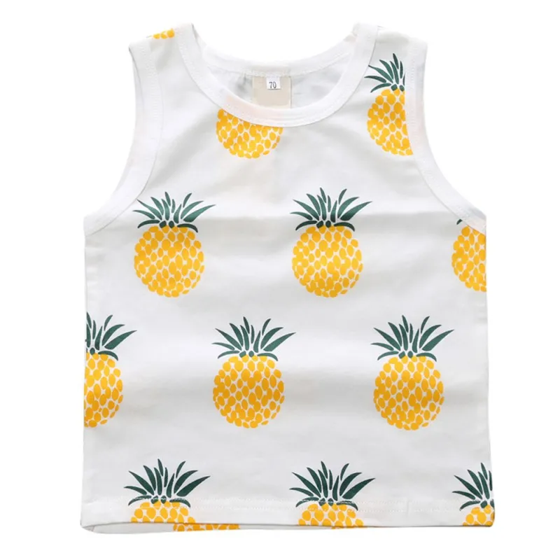

1-5T Baby Vest Summer Vest Sleeveless Undershirt Tops Children Cotton Print T-Shirt For Fruit Toddler Boy Casual Girl