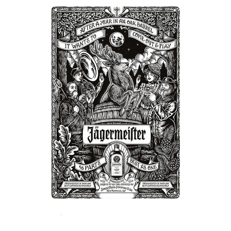 Jagermeister потертый шик, металлический плакат, украшение для паба, бара, голова оленя, настенная наклейка, ликер, металлическая настенная художественная жестяная вывеска, домашний декор, MN107