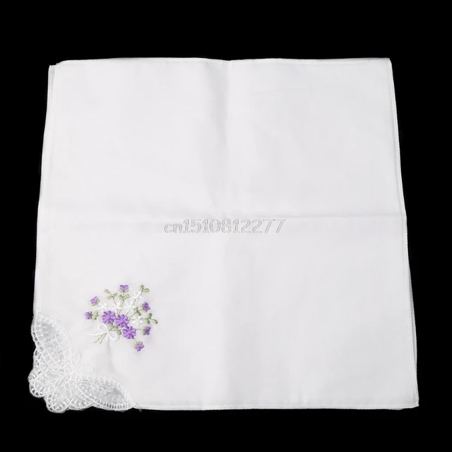 6 Pcs Vintage Cotton Ladies Embroidered Lace Handkerchief Women Floral Hanky #H0VH# Drop shipping 2