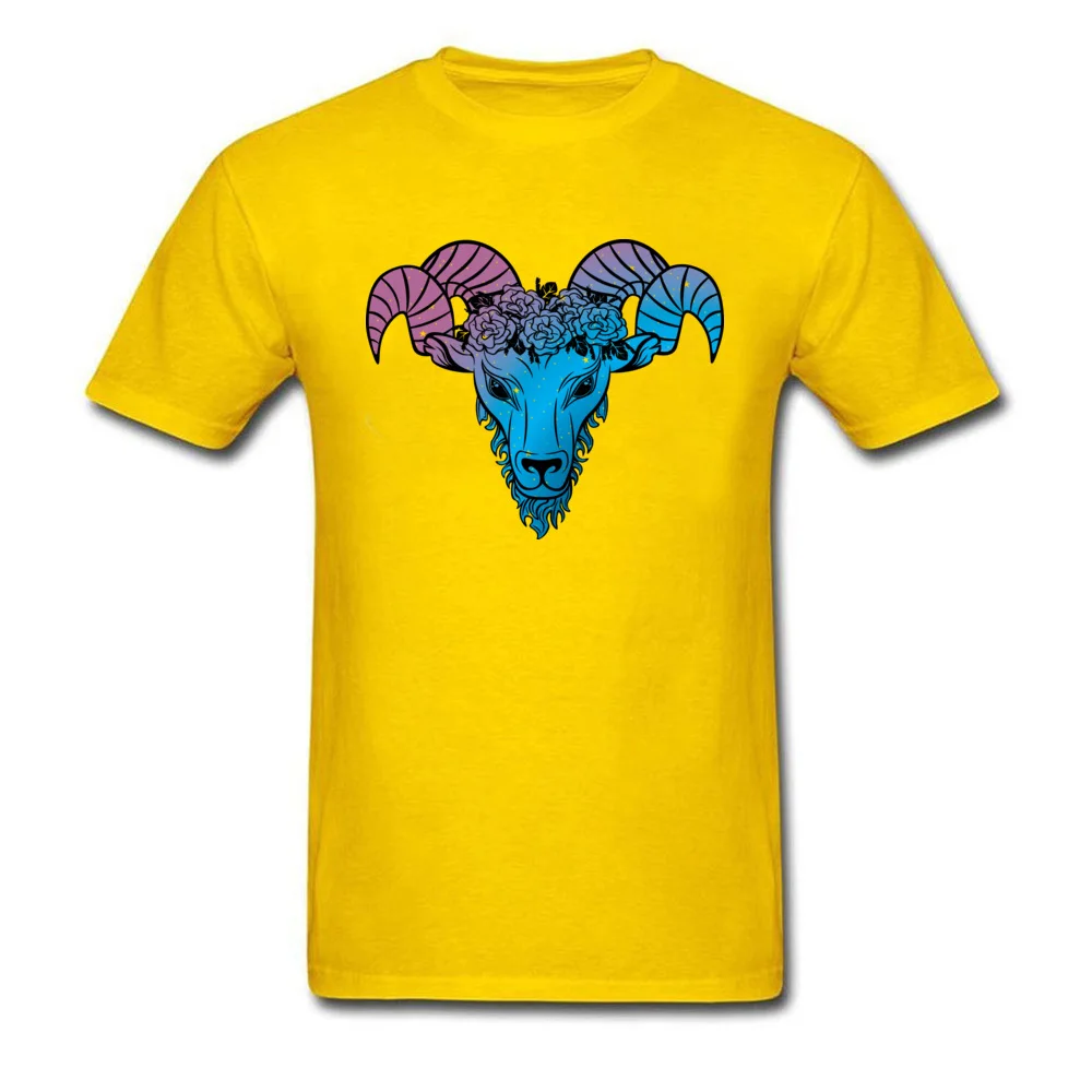 Aries Oversized Men T-shirts O-Neck Short Sleeve 100% Cotton Tops Shirts Casual Tops Tees Wholesale Aries yellow