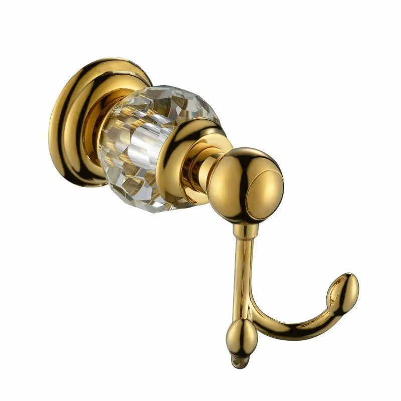 Free Shipping crystal & brass gold robe hook bathroom hangings gold
