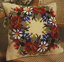 

Flowers Rose DIY Needlework Kit Unfinished Acrylic Yarn Embroidery Pillow Tapestry Canvas Cushion Front Cross Stitch Pillowcase