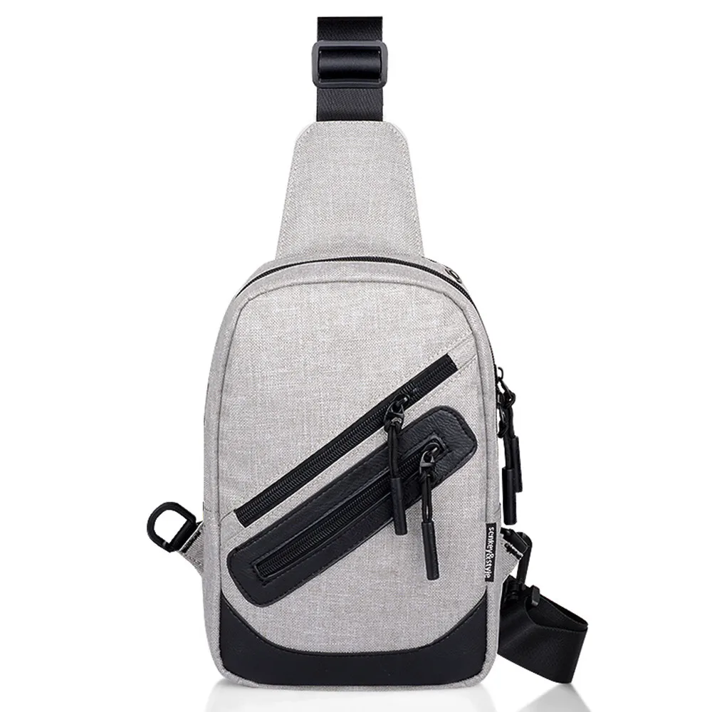 Aelicy, роскошные сумки через плечо для мужчин, на молнии, нагрудная сумка, Повседневная сумка через плечо, один плечевой ремень, сумка для путешествий, сумка-мессенджер - Цвет: Серый