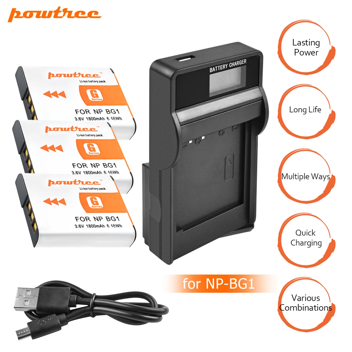

3X NP-BG1 FG1 NP BG1 Battery+LCD USB Charger for SONY Cyber-shot DSC-H3 DSC-H7 DSC-H9 DSC-H10 DSC-H20 DSC-H55 DSC-H70 Camera L20