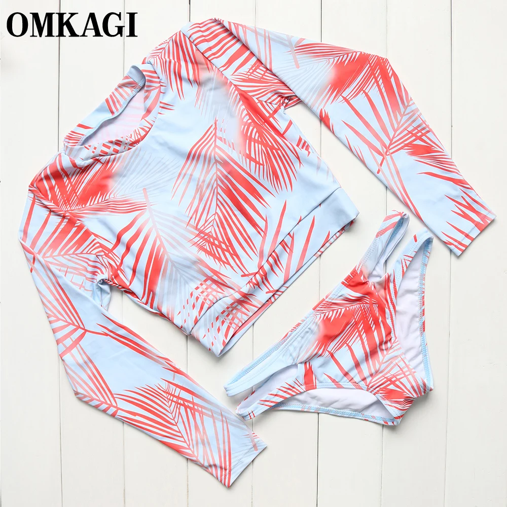 

OMKAGI Sexy Bikini Swimsuit Swimwear Women Surf Long Sleeve Push Up Bikinis Set Swim Suit Swim Wear Beachwear Bathing Suit 2017