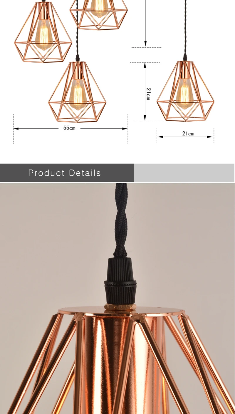 Подвесной светильник в скандинавском дизайне, с бриллиантовым вырезом, постмодерн, для ресторана, E27, с индивидуальным покрытием из розового золота, с одной головкой