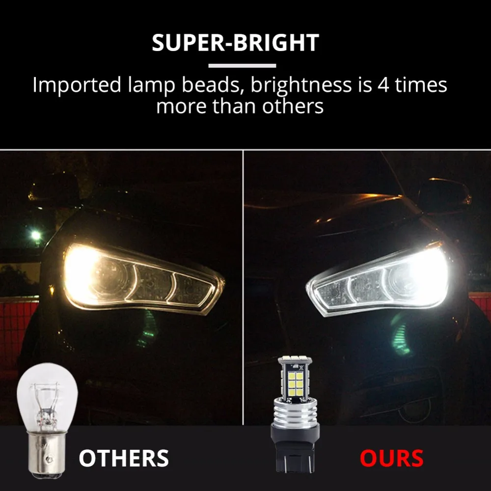2 шт. 1960Lm T20 W21W светодиодный W21/5 W WY21W 7440 7443 шарика автомобиля 3030 SMD чип тормозной