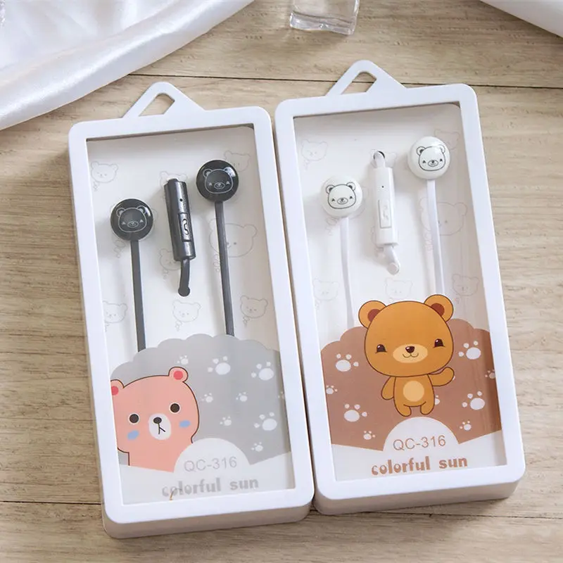 

Cartoon Rabbit Bear Earphones Cute Stereo Music Earbuds With Mic In-ear 3.5mm Headset For Phone MP3 Student Kids Girl Gift