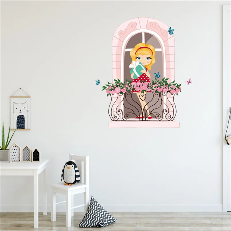 Cute Catroon Stickers Mobile Creative Wall Stickers For Kids Rooms Wall Window Home Decoration Adesivo De Parede 30FY2005