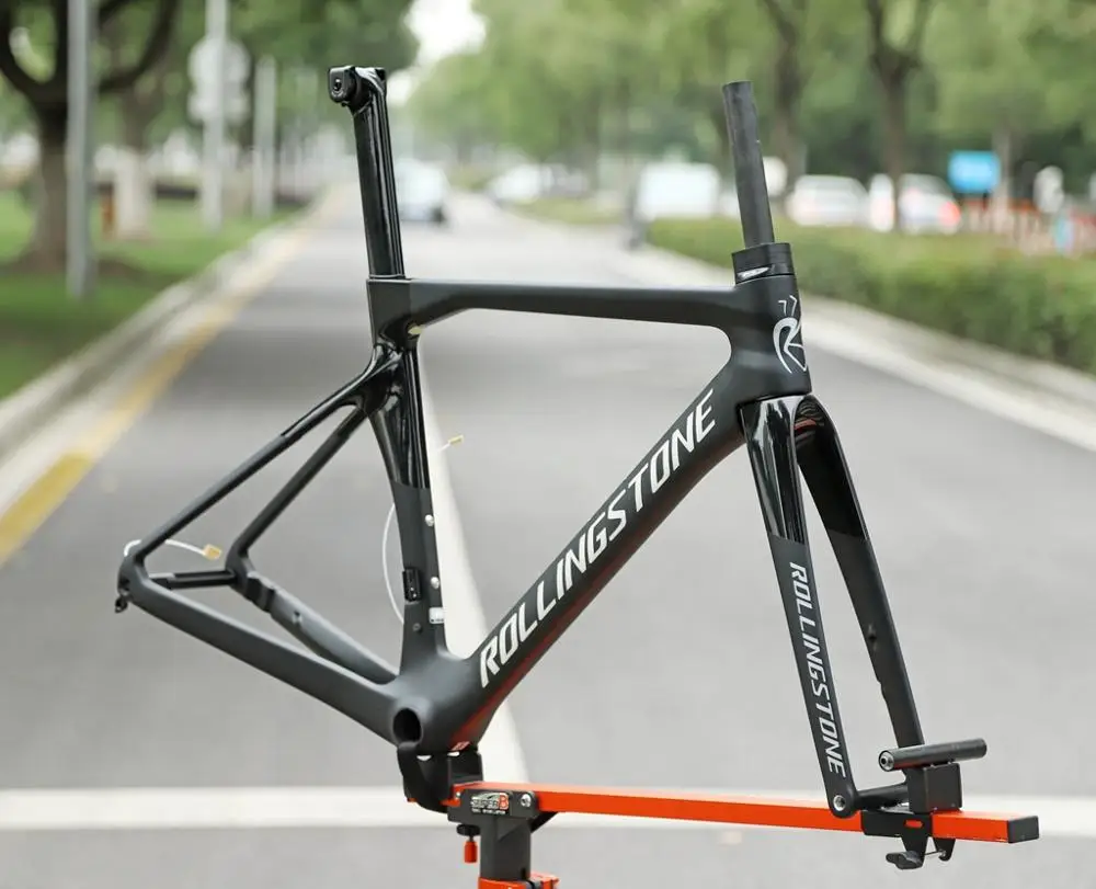 Flash Deal Rolling Stone Hider Carbon Disc Brake Road Frame set full internal routing with aero integrated bar 46 49 52 55cm 5