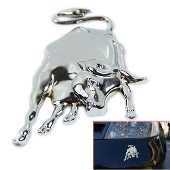 

3D Silver Chrome Metal Bull Emblem Car Auto Truck Sticker Decal