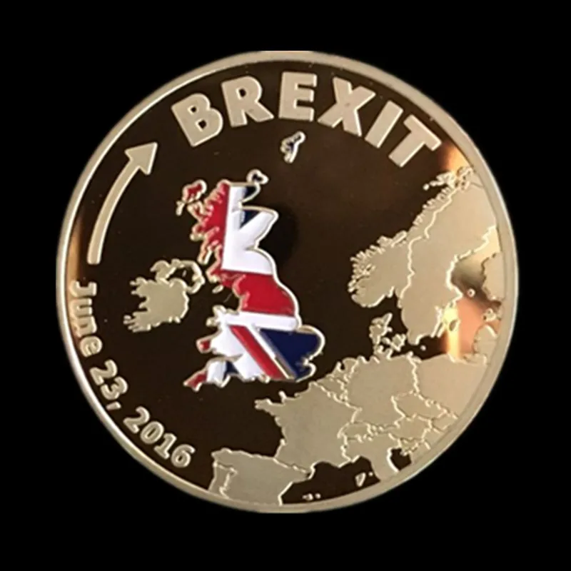 1 шт. Brexit значок Англия выход Европейский 24 K настоящее золото покрытием Elizabeth 40x3 мм украшения Монета - Цвет: gold
