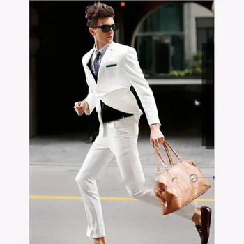 

White men wedding suits Blazer With Pants 2017 Custome Homme Masculino Ternos masculino Daily Wear mens Suit (Jacket+Pants+Vest)