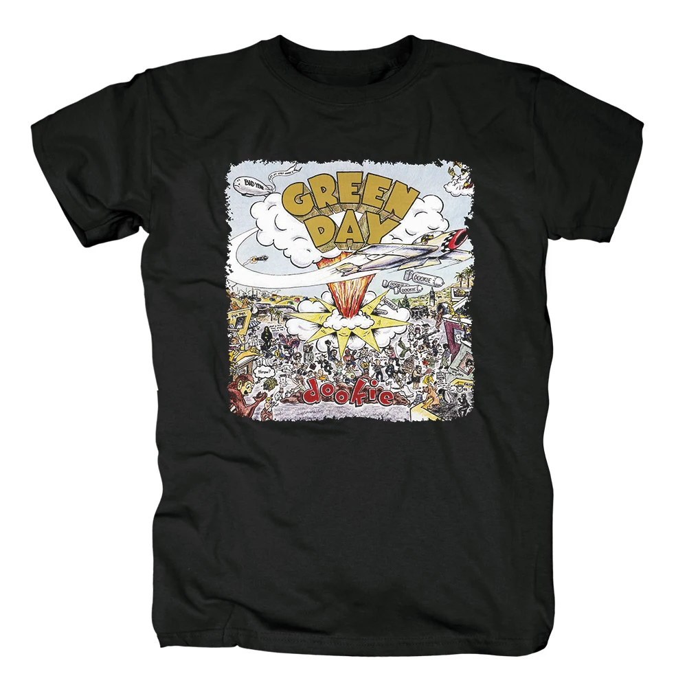 

Bloodhoof Free shipping Green Day -Green Day Dookie album cover men's punk rock black T-Shirt Asian Size
