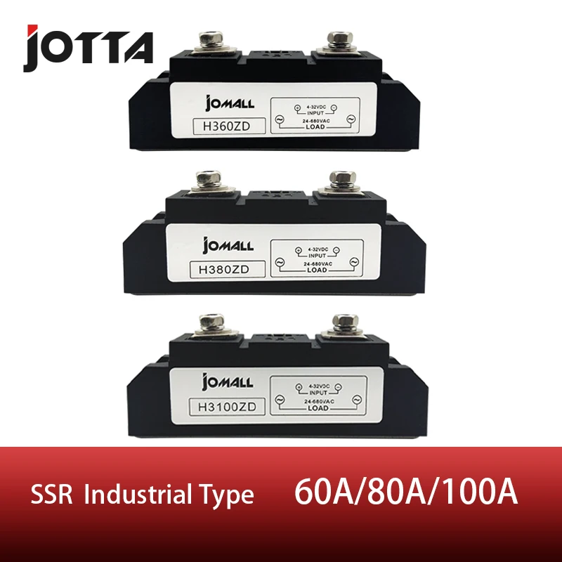 

100A Industrial SSR Single-phase Solid State Relay 100A Input 3-32VDC Output 24-680AC