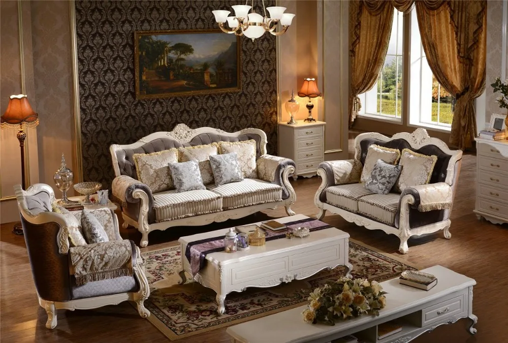 

2019 Sectional Sofa Chair New Arriveliving Antique European Style Set Fabric Hot Sale Low Price Factory Direct Sell Fabri Sofas