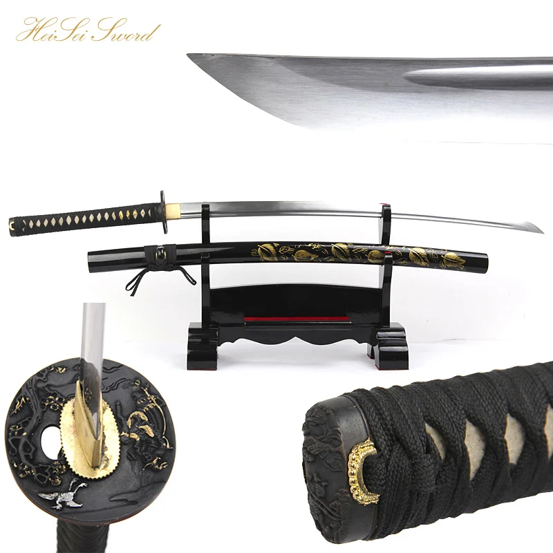 Handgemachte Echte Japanische Samurai Schwert 1045 Carbon Stahl Katana Blatt Saya Sharp Rand Bereit Fur Schlacht Bambus Geschnitten Swords Aliexpress