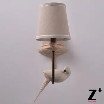 

Country Vintage Wrought Metal Iron Wall Lamp with Resin Bird Dove and Fabric Lampshade Free Shipping