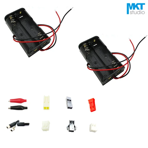 10Pcs 2xAA Wire Junction Boxes Battery Case Holder Socket With 15cm Wires and Plug XH/PH/DC/JST/SM/Dupont/KF2510/Alligator Clip |