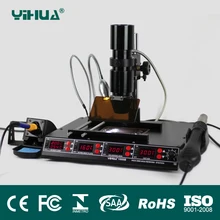 YIHUA 1000B 3 функции в 1 Инфракрасная паяльная станция SMD горячего воздуха+ 540 Вт станция предварительного нагрева+ 75 Вт паяльники