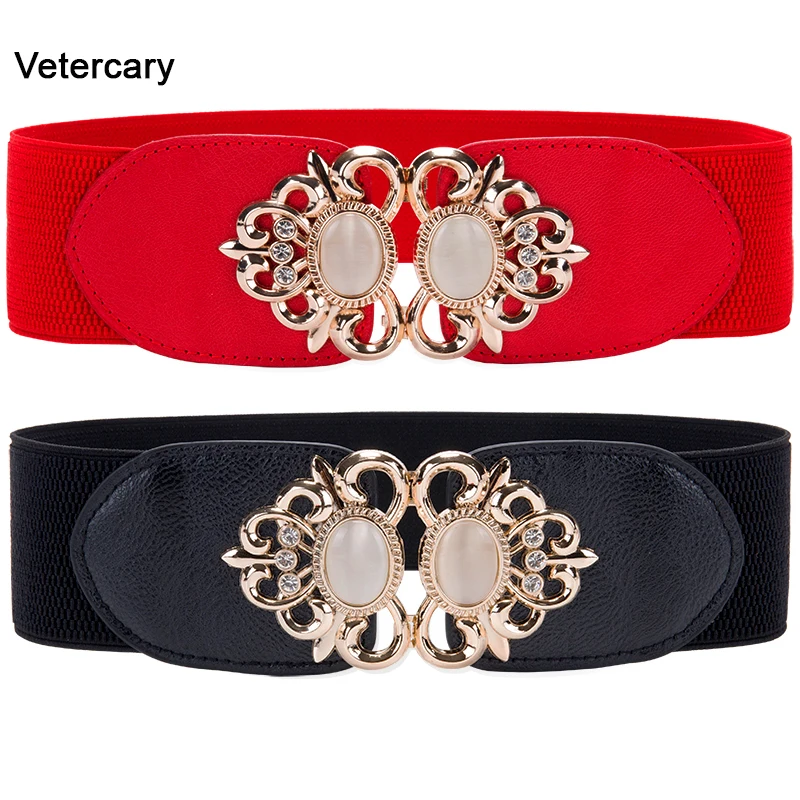 

Elastic Belts for Women gold opal buckle cummerbunds Wide Waistband Up Corset Bandage Belt Party Accessories dress coat decorate