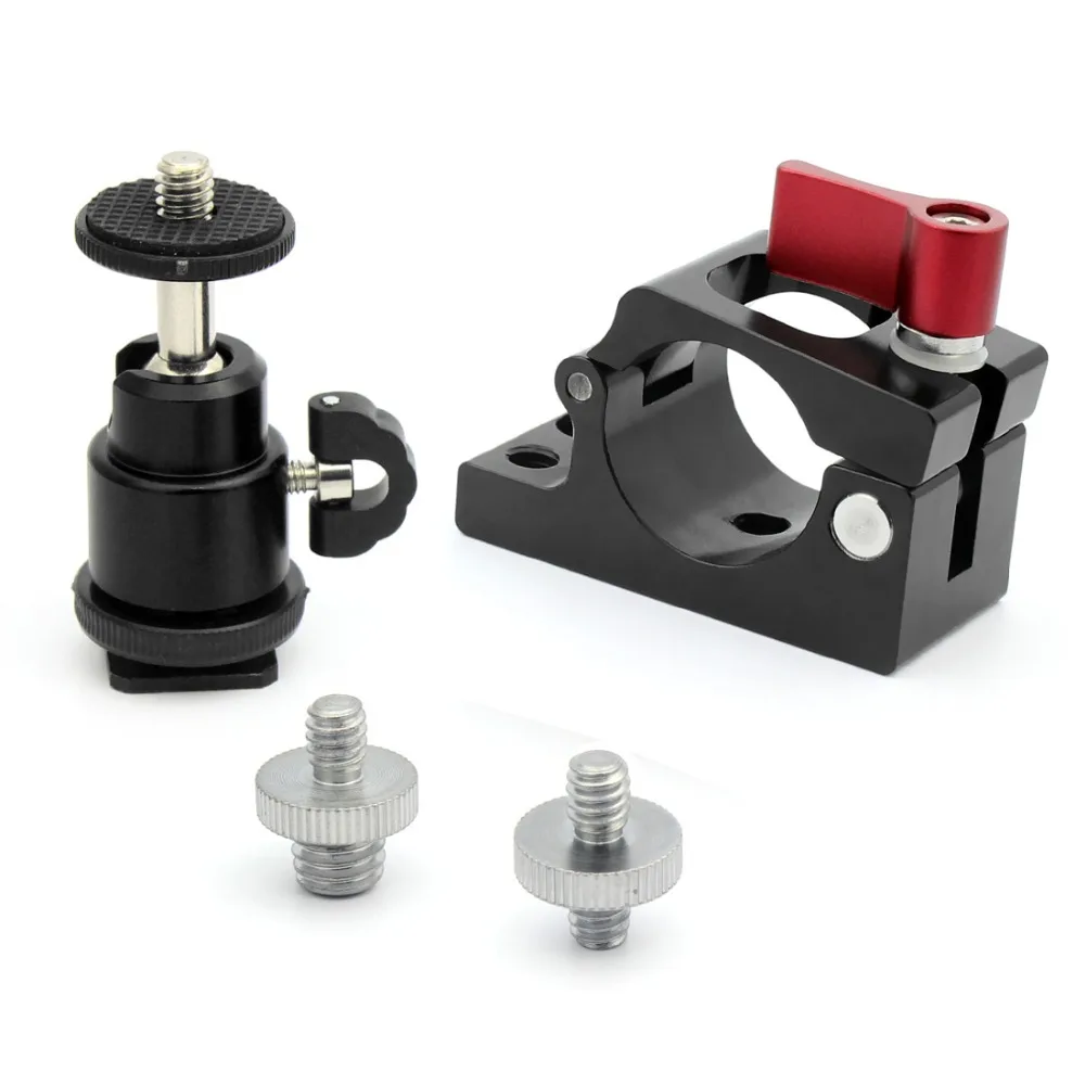 

JMT 25mm Clamp Adapter for MoVI Monitor Bracket + 1/4 Mount Mini Ball Head and 1/4 to 1/4 or 1/4 to 3/8 Male Screw