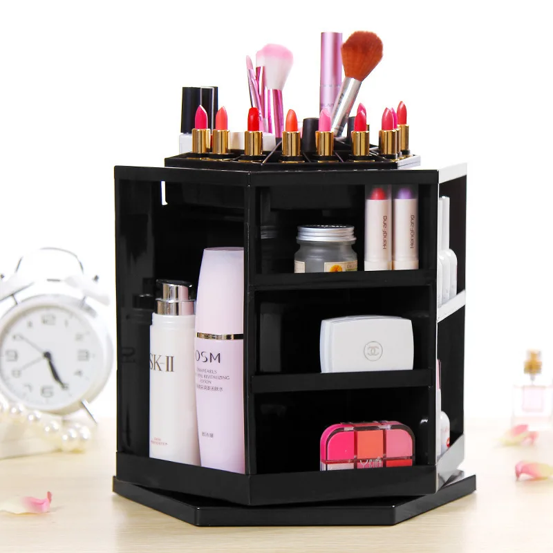 360 Degree Rotate Makeup Storage Organizer Box Cosmetic Make Up Case
