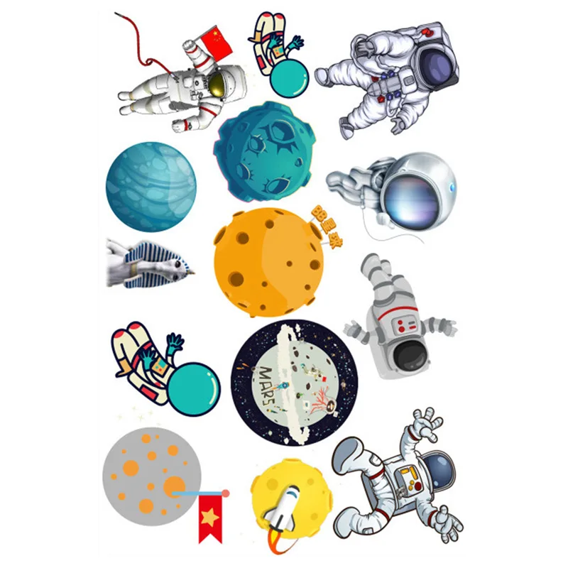 

2 PCS Kawaii Interstellar Astronauts DIY Uncut Decoration Scrapbook Stationery Diary Sticker Planner Cute Label Travel Stickers