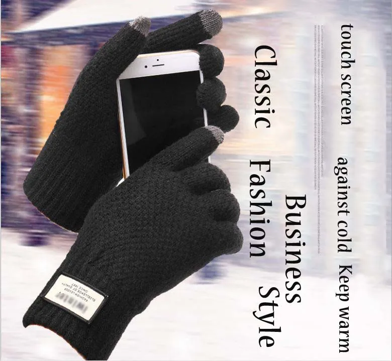 GLV845 Touch screen font b gloves b font Men s autumn winter knitted wool warm font