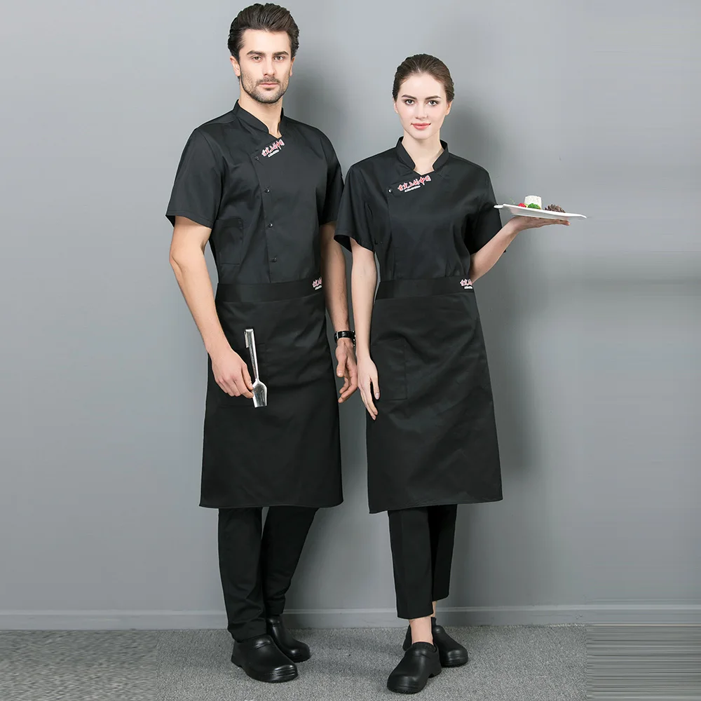 sanxiaxin Short sleeved restaurant uniforms shirts hotel Kitchen cooker Work shirts Chef Jacket Food Service chef work clothes