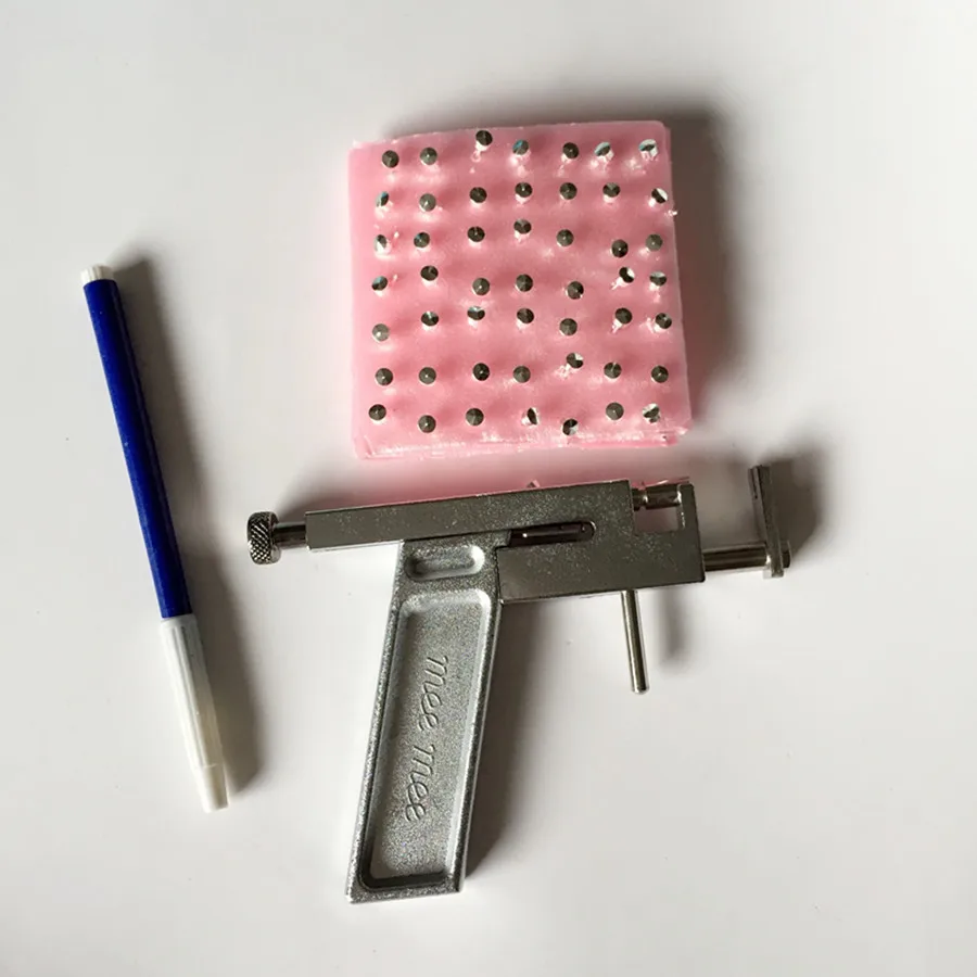 Professional Ear Nose Navel Body Piercing Gun & 98pcs Studs Steel Tool