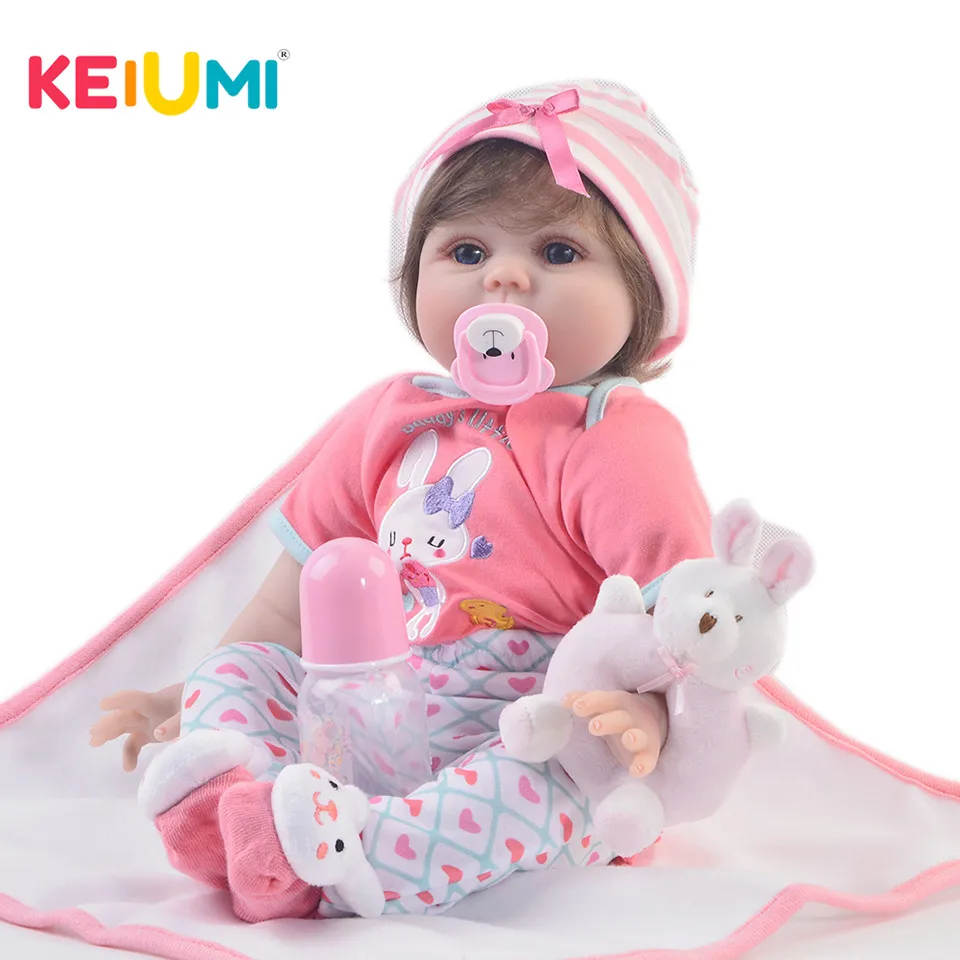 

Lovely 22 inch Reborn Baby Doll Toys For Girl Realistic Newborn Toddler Soft Silicone Reborn Boneca 55 cm Playmate Stuffed Doll